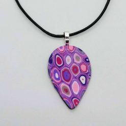 Klimt inspired teardrop pendant in lilac, purple and pink 4