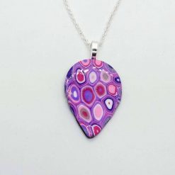 Klimt inspired teardrop pendant in lilac, purple and pink 6