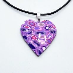 Klimt inspired heart pendant in lilac, purple and pink