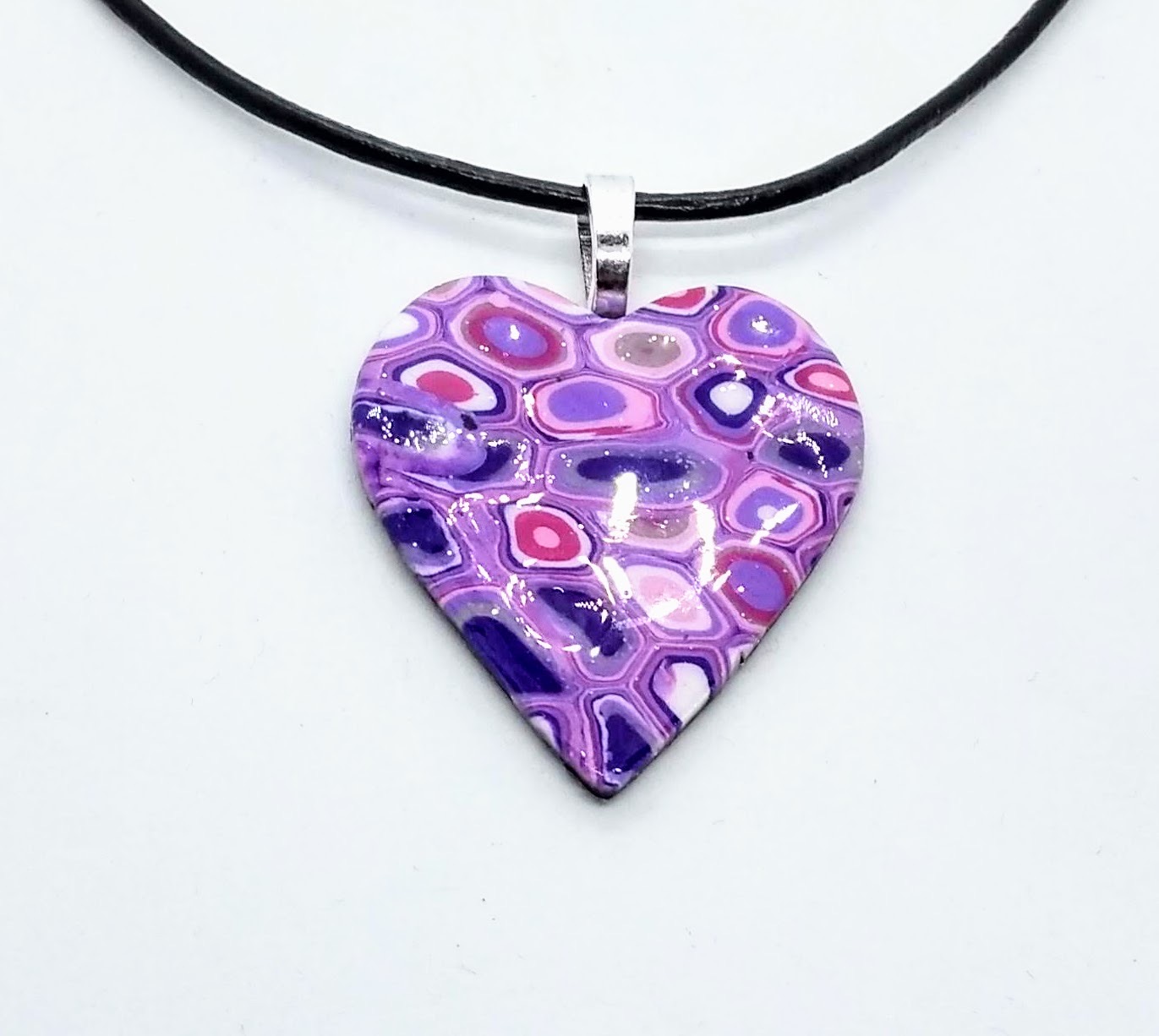 Klimt inspired heart pendant in lilac, purple and pink Klimt inspired heart pendant in lilac, purple and pink