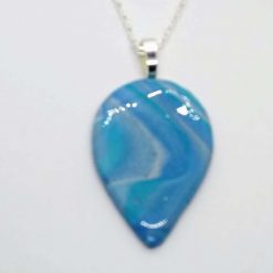 Sea shore. polymer clay teardrop pendant in seaside shades 1