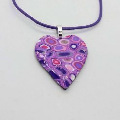 Klimt inspired heart pendant in lilac, purple and pink 5 Klimt inspired heart pendant in lilac, purple and pink 5