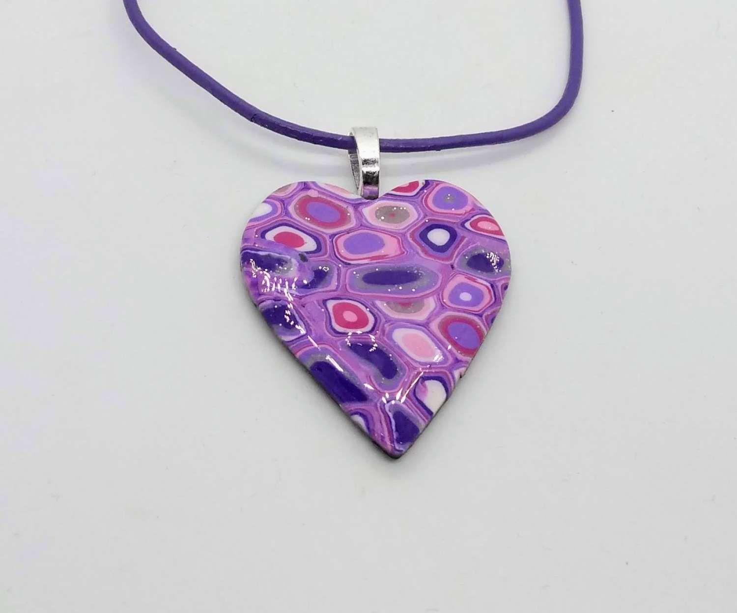 Klimt inspired heart pendant in lilac, purple and pink Klimt inspired heart pendant in lilac, purple and pink