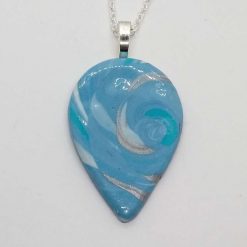 Sea shore 2. polymer clay teardrop pendant in seaside shades 1