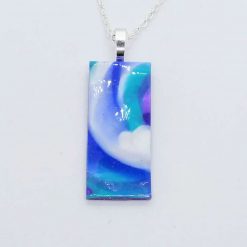 Swirly blue long necklace set in blue, turquoise, blue and white 4 Swirly blue long necklace set in blue, turquoise, blue and white 4