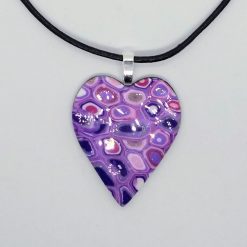 Klimt inspired heart pendant in lilac, purple and pink 7 Klimt inspired heart pendant in lilac, purple and pink 7
