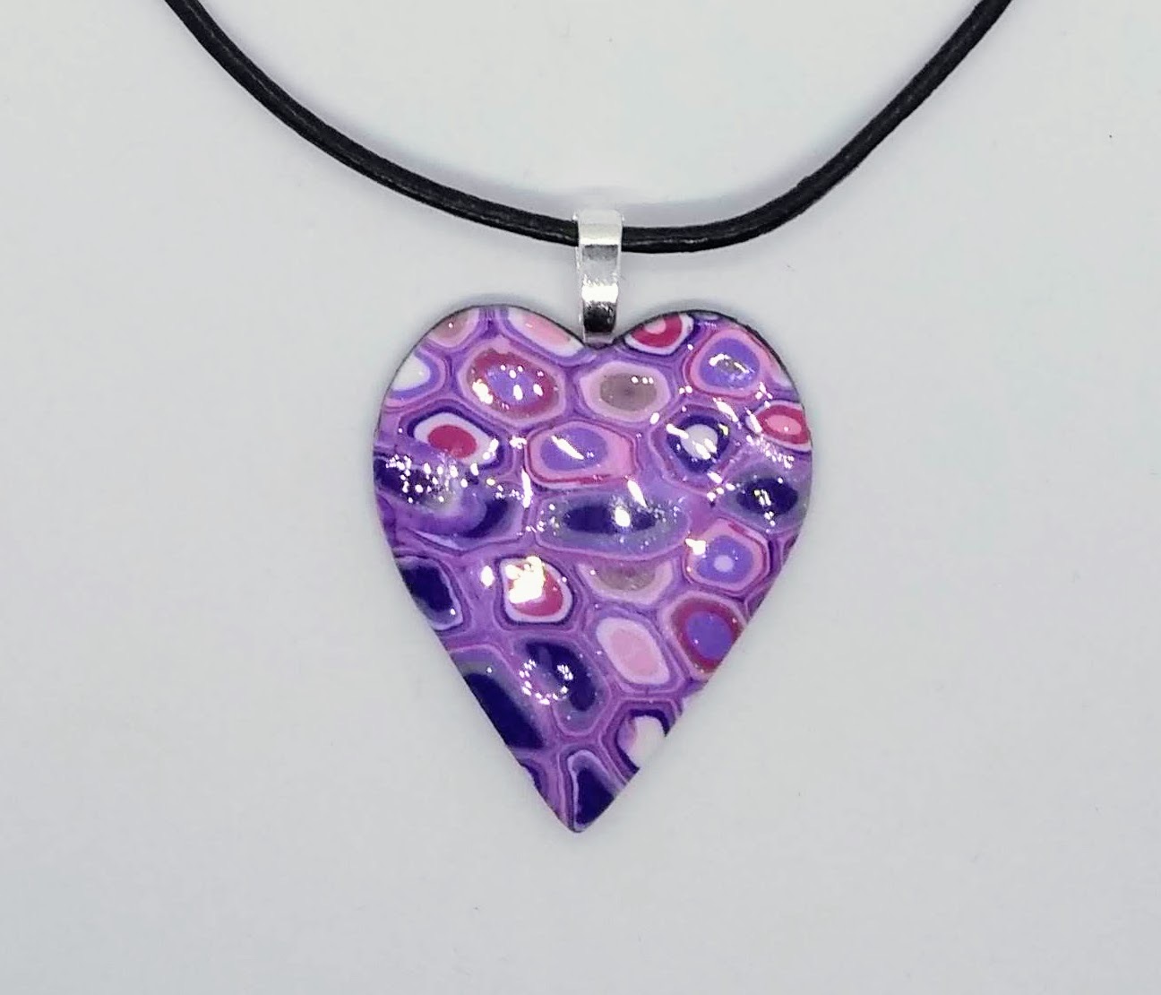 Klimt inspired heart pendant in lilac, purple and pink Klimt inspired heart pendant in lilac, purple and pink