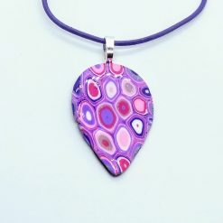 Klimt inspired teardrop pendant in lilac, purple and pink 3