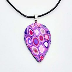 Klimt inspired teardrop pendant in lilac, purple and pink 5