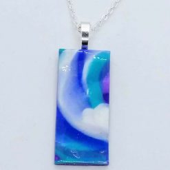 Swirly blue long necklace set in blue, turquoise, blue and white 2 Swirly blue long necklace set in blue, turquoise, blue and white 2