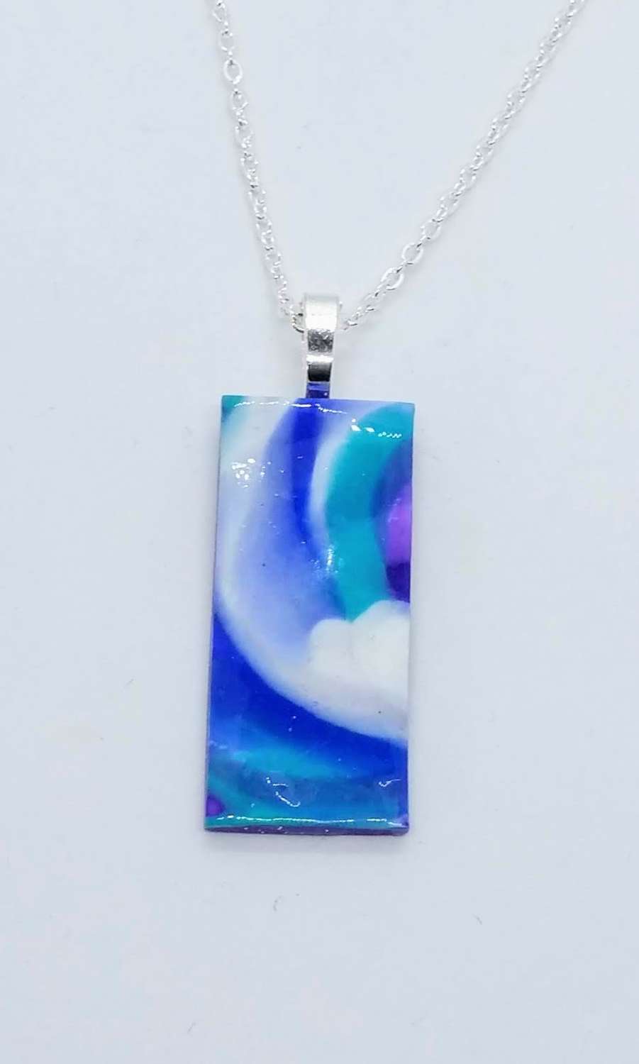 Swirly blue long necklace set in blue, turquoise, blue and white Swirly blue long necklace set in blue, turquoise, blue and white