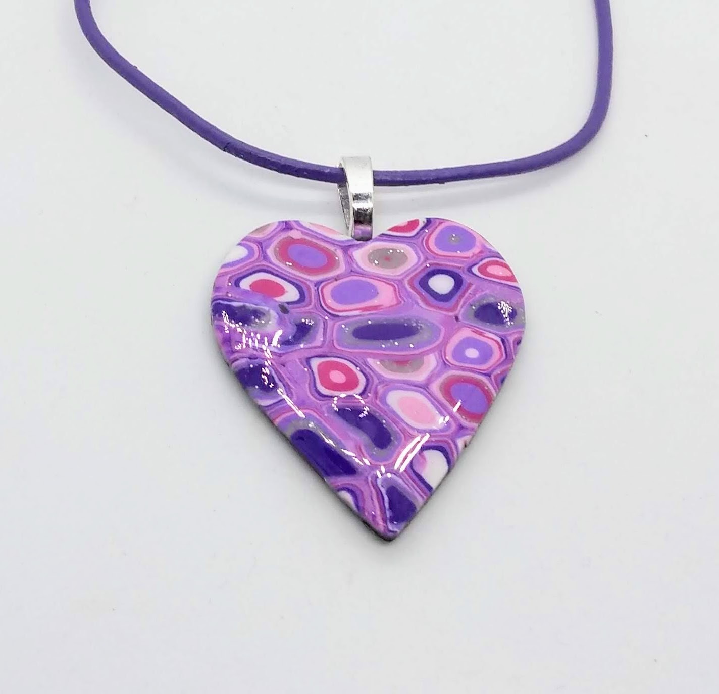 Klimt inspired heart pendant in lilac, purple and pink Klimt inspired heart pendant in lilac, purple and pink
