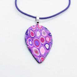 Klimt inspired teardrop pendant in lilac, purple and pink 2