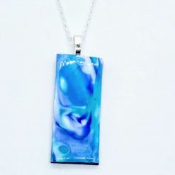 Swirly blue long necklace set in turquoise, blue and white