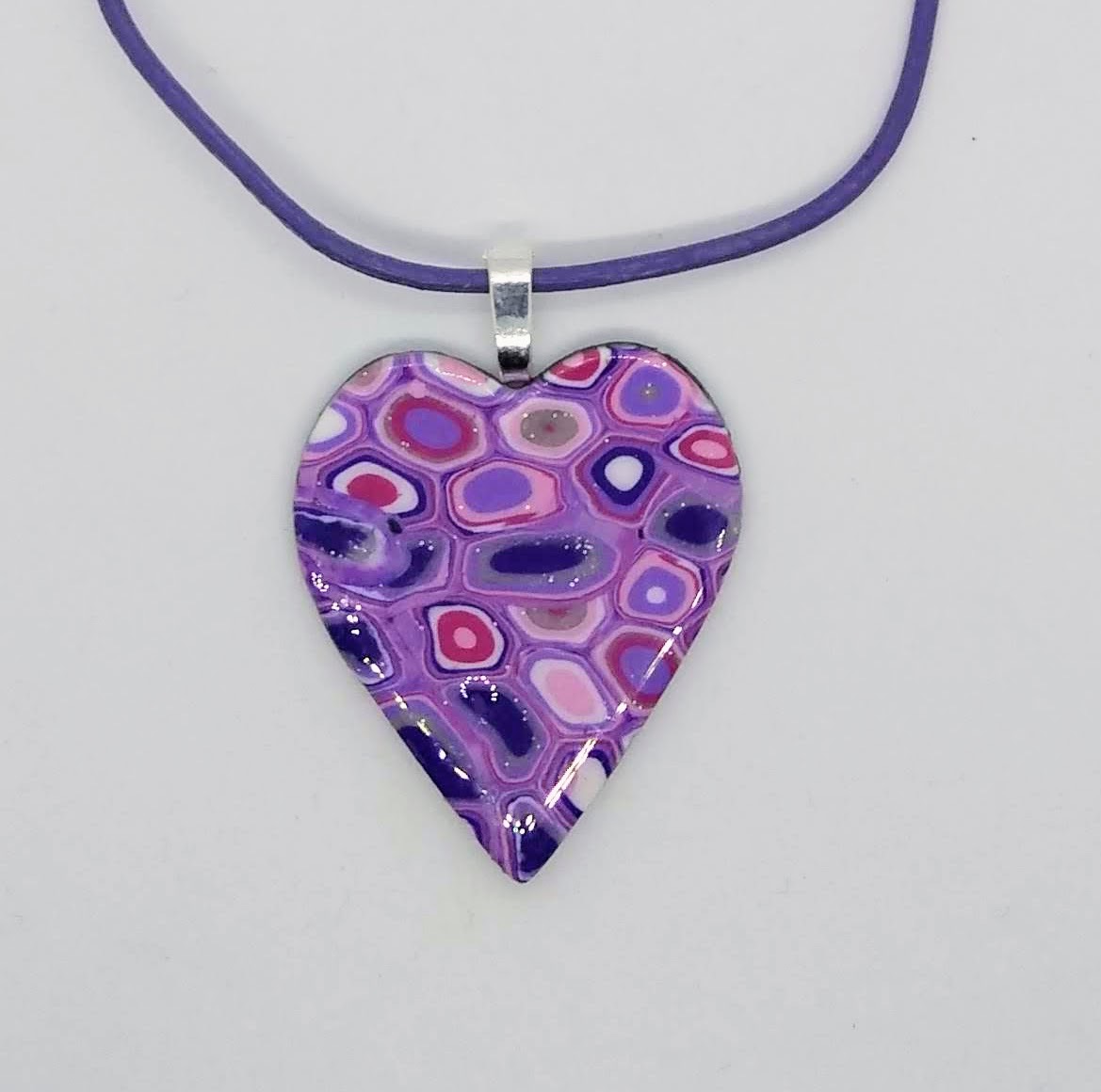 Klimt inspired heart pendant in lilac, purple and pink Klimt inspired heart pendant in lilac, purple and pink