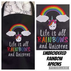Embroidered Rainbow & Unicorn Aprons
