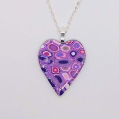 Klimt inspired heart pendant in lilac, purple and pink 1 Klimt inspired heart pendant in lilac, purple and pink 1