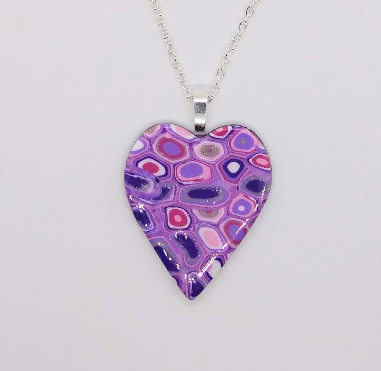Klimt inspired heart pendant in lilac, purple and pink Klimt inspired heart pendant in lilac, purple and pink