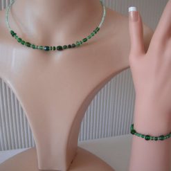Two Tone Green Necklace & Bracelet Set