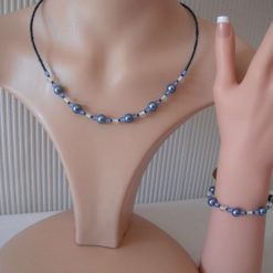 Blue Clear Necklace & Bracelet Set