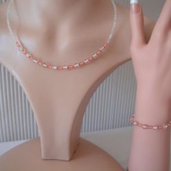 Orange Clear Necklace & Bracelet Set