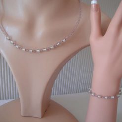 Two Tone Mauve Clear Necklace & Bracelet Set