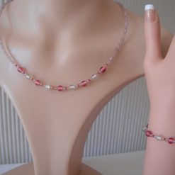 Rose Clear Necklace & Bracelet Set