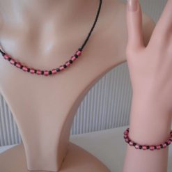 Rose Black Necklace & Bracelet Set