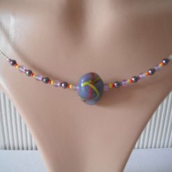 Mauve Red & Yellow Necklace