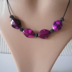Triple Knotted Purple & Pink Necklace