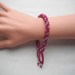 Pink & Silver Sparkle Kumihimo Bracelet
