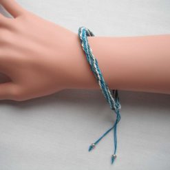 Aqua Tones Hemp Kumihimo Bracelet