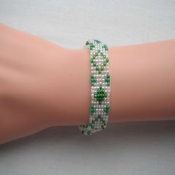Green & Clear Loom Beaded Bracelet