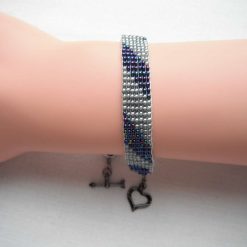 Blue & Silver Loom Beaded Bracelet