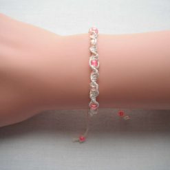 Cream & Pink Twisted Shamballa Bracelet
