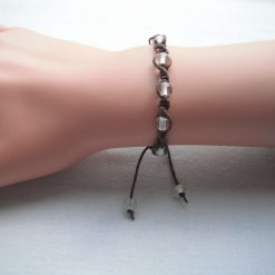 Brown & Clear Twisted Shamballa Bracelet