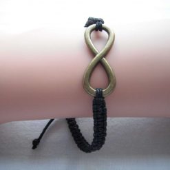 Black & Antique Gold Infinity Shamballa Bracelet