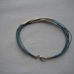 Teal & Antique Silver Tubing Bracelet