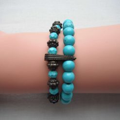 Turquoise & Bronze Double Bracelet