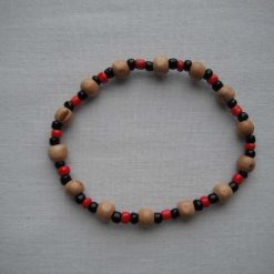 Natural Wood Black & Red Bracelet