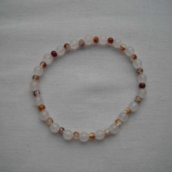 Opaque White & Amber Crackle Bead Bracelet