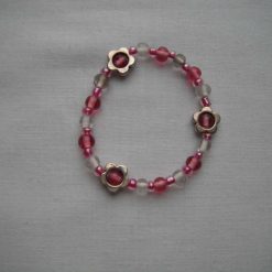 Rose Pink White & Antique Silver Bracelet