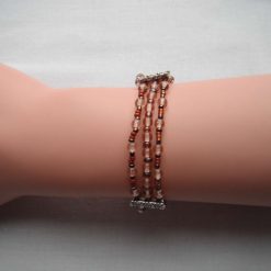 Amber Peach & Antique Silver Triple Bar Bracelet