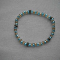 Pale Blue Clear & Antique Silver Bracelet