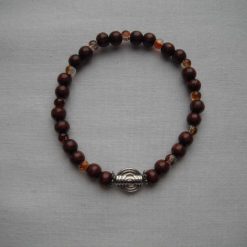 Wood & Amber Crackle Glaze Bracelet