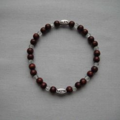Wood & Clear Crackle Glaze Faith Bracelet