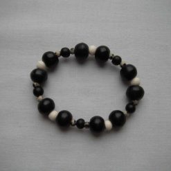 Dalmatian & Round Wooden Bead Bracelet