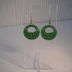 Dark Green Wooden Disc Earrings