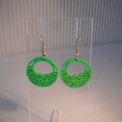 Green Wooden Disc Earrings