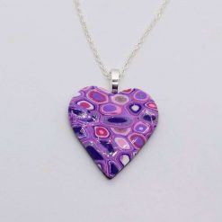 Klimt inspired heart pendant in lilac, purple and pink 3 Klimt inspired heart pendant in lilac, purple and pink 3